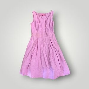 Sinclaire Fit & Flare Dress Women 8 Pink Silk Pleated Sleeveless Barbiecore